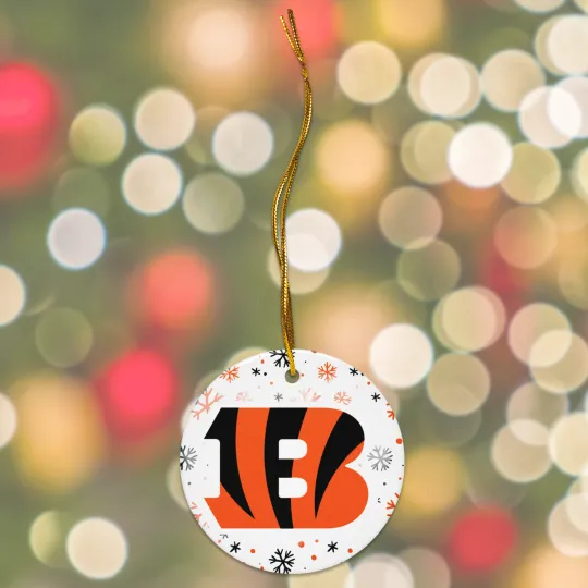 Discover Cincinnati Bengals Christmas Tree Holiday Flat Ornament Set of 4 Ceramic 2 Side