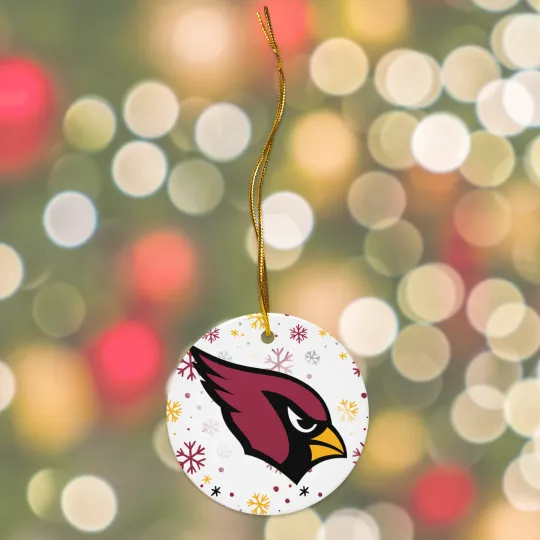 Discover Arizonna Cardinals Christmas Tree Holiday Flat Ornament Set of 4 Ceramic 2 Side