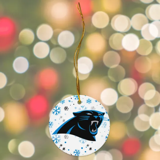 Discover Carolina Panthers Christmas Tree Holiday Flat Ornament Set of 4 Ceramic 2 Side