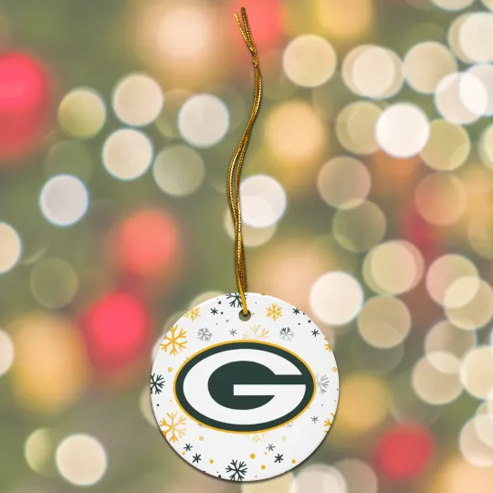 Discover Green Bay Packers Christmas Tree Holiday Flat Ornament Set of 4 Ceramic 2 Side