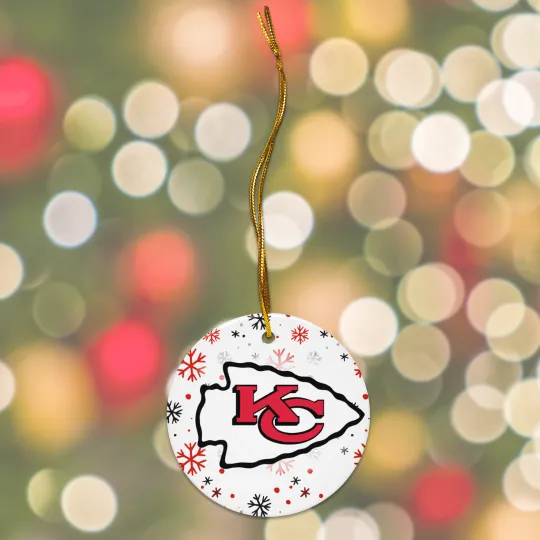 Discover Kansas City Chiefs Christmas Tree Holiday Flat Ornament Set of 4 Ceramic 2 Side