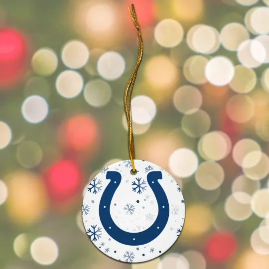 Discover Indianapolis Colts Christmas Tree Holiday Flat Ornament Set of 4 Ceramic 2 Side