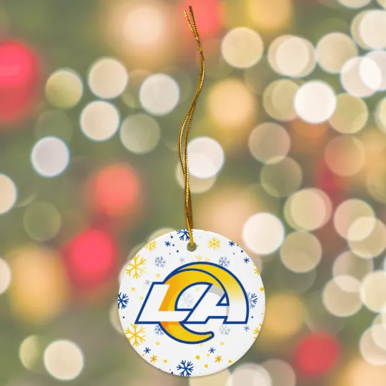 Discover Los Angeles Rams Christmas Tree Holiday Flat Ornament Set of 4 Ceramic 2 Side