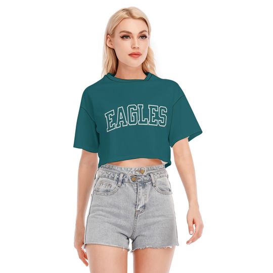 Discover Eagles Crop Top, Womens Vintage Style Shirt, Game Day Crop Tee, Retro Top, Sports Fan Apparel