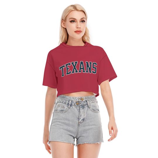Discover Texans Crop Top, Womens Vintage Style Shirt, Game Day Crop Tee, Retro Top, Sports Fan Apparel