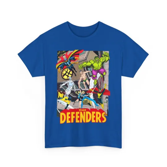 Discover Defenders T-Shirt - John Byrne Art - Marvel Comics - Dr Strange, Nighthawk, Hulk