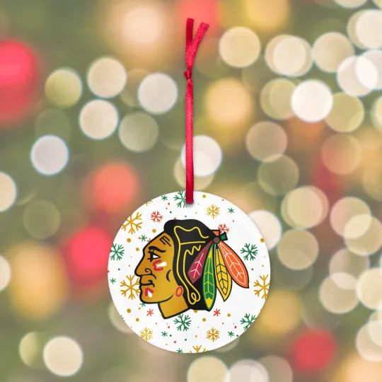 Discover Chicago Blackhawks Christmas Acrylic Ornament Set of 4 Ornaments In Gift Box