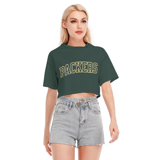 Discover Packers Crop Top, Womens Vintage Style Shirt, Game Day Crop Tee, Retro Top, Sports Fan Apparel