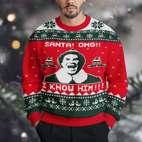 Discover The Elf Ugly Christmas Knit Sweater, Funny Movie Holiday Sweater Men Women