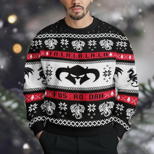 Valhalla Viking Ugly Christmas Knit Sweater, Valhalla La La La Xmas Sweater Men Women