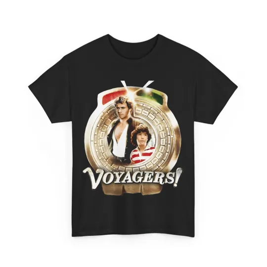 Discover Voyagers T-Shirt - Jon-Erik Hexum, Meeno Peluce - Omni - 1980s Time Travel TV