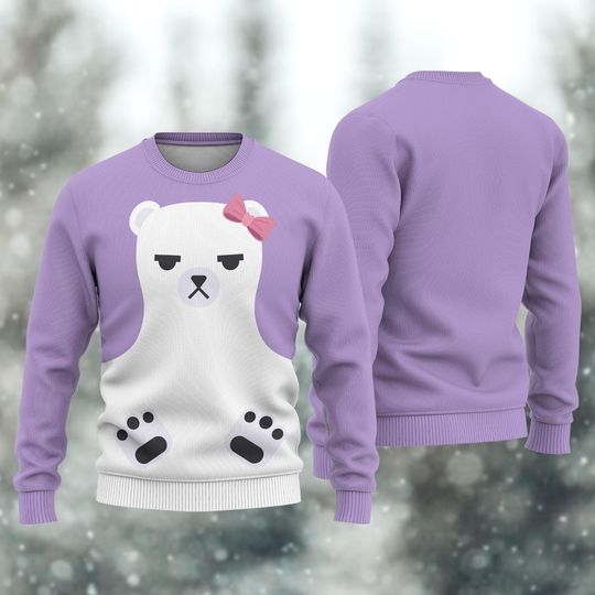Discover Mira Purple Bear Christmas Ugly Sweater, Kpop Mira Sweatshirt