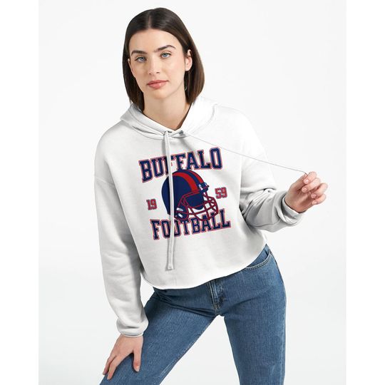 Discover Buffalo Football Cropped Hoodie, Womens Game Day Hoodie, Retro Sports Outfit