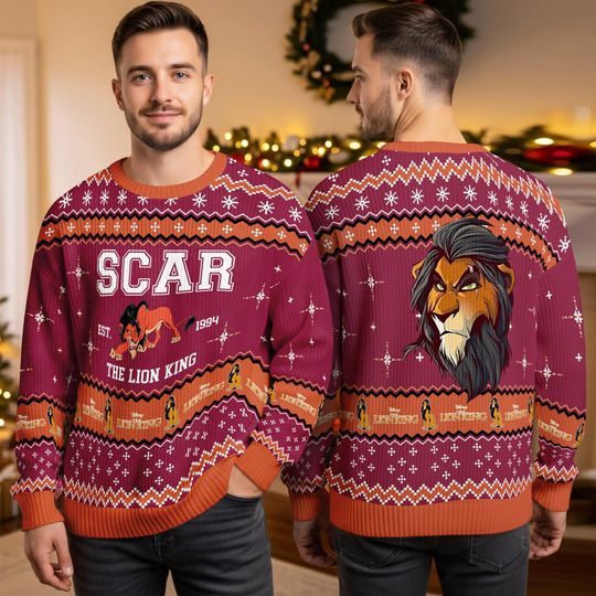 Lion King Scar Ugly Christmas Sweater, Lion King Scar 3D All Over Print Sweatshirt