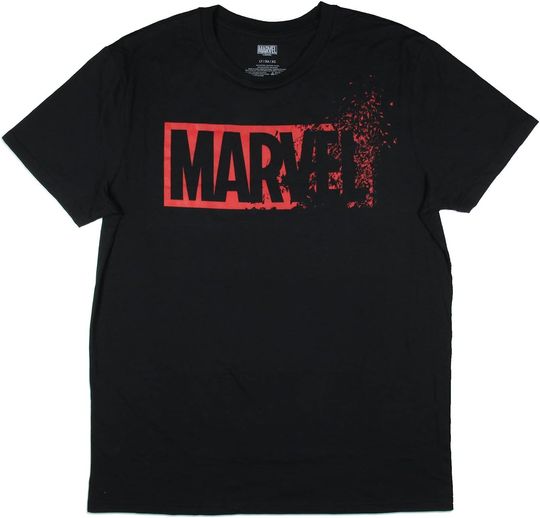 Discover Marvel Comics Men's Red Brick Fading To Dust Logo Graphic Print T-Shirt