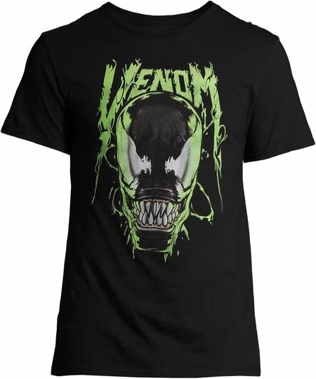 Discover Marvel Comics Men's Spider-Man Venom Symbiote Green Ooze Character Short Sleeve Adult Extended Sizing T-Shirt