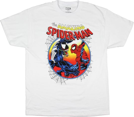 Discover Marvel Men's The Amazing Spider-Man vs Venom Adult Short Sleeve Graphic Print Crewneck T-Shirt