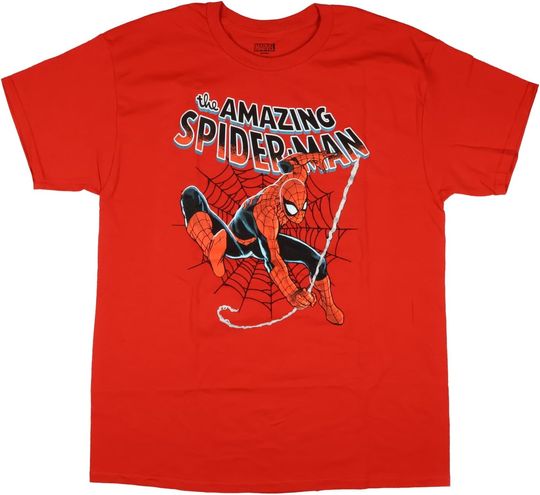 Discover Marvel Comics Amazing Spider Man Short Sleeve Shirt Mens With Great Power Front and Back Graphic Print Adult Tee
