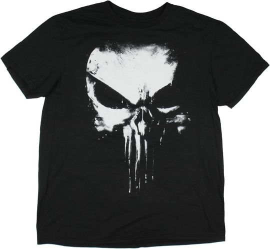 Marvel Men's Punisher Paint Splatter Skull Graphic Adult Short Sleeve T-Shirt