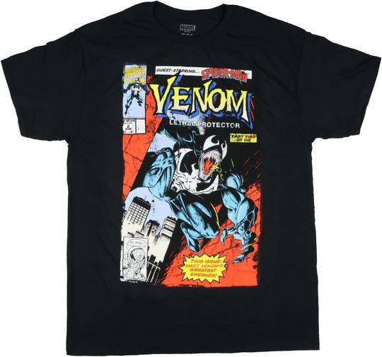 Discover Marvel Comics Venom Shirt Mens Lethal Protector Guest Starring Spider-Man Graphic Tee