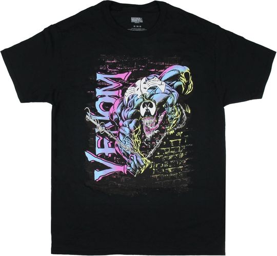 Discover Marvel Men's Venom Brick Wall Graphic Print Adult Short Sleeve T-Shirt