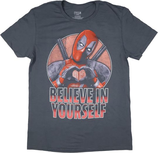 Discover Marvel Men's Deadpool Believe in Yourself Adult Short Sleeve T-Shirt