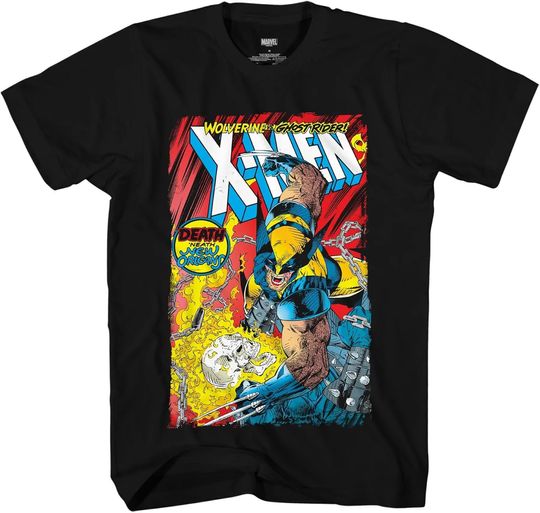 Discover Marvel Shirt Mens X-Man Wolverine Vs Ghost Rider Comic Graphic Tee