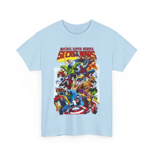 Discover Secret Wars T-Shirt - Spider-man, Wolverine, Iron Man - Marvel Comics 80s Series