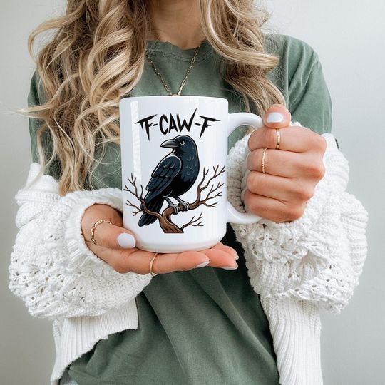 Discover Funny Raven Coffee Mug: Gothic Crow Lover Gift, F-Caw-F Novelty Mug