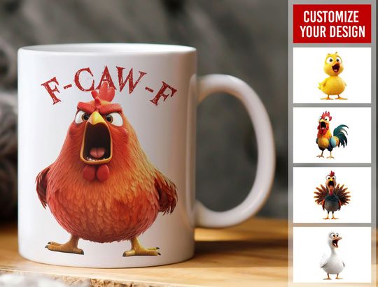 Discover Humorous Crow F-Caw-F - Personalized Mug, Funny Mug, Sarcastic Mug, Gag Gift, Funny Gift for Coworker, Friend