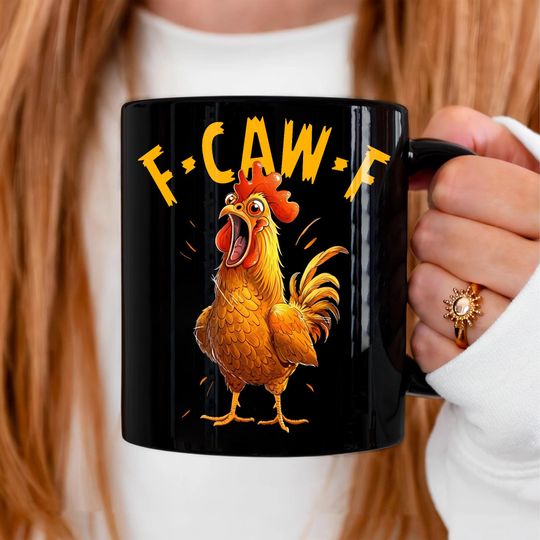 Discover F-Caw-F Chicken Humor Mug, Funny Rooster Meme Coffee Mug, Funny Chicken Mug, Silly Farm Animal Mug, Chicken Lover Gift