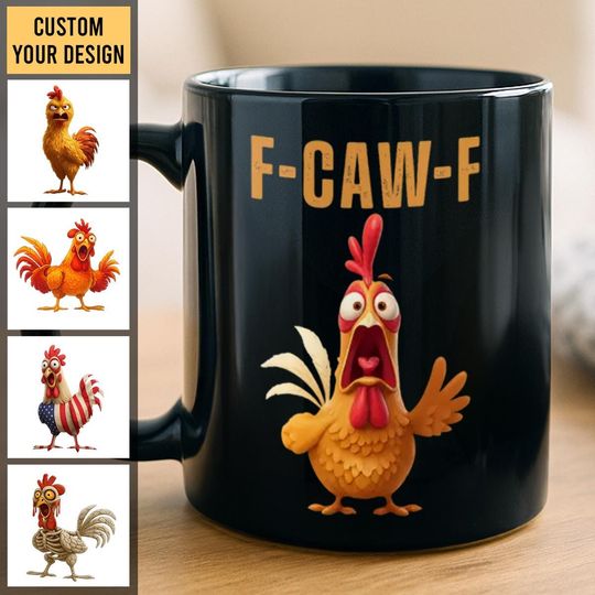 Discover F-Caw-F Chicken Humor Mug, Funny Rooster Meme Coffee Mug, Funny Chicken Mug, Silly Farm Animal Mug, Chicken Lover Gift