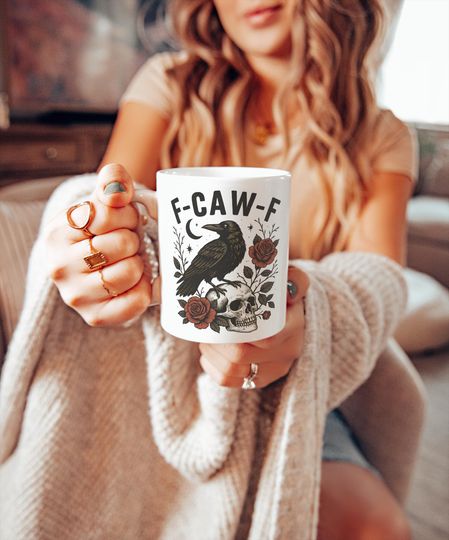 Discover F Caw F Mug F-caw-f Mug Funny Crow Mug Raven Mug Black Crow Mug Offensive Mug Inappropriate Mug Swear Mug Funny Bird Mug Raven Lover Gift