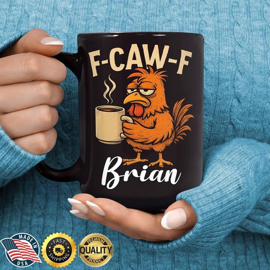 Discover Funny F-Caw-F Chicken Humor Mug - Personalised FCAWF Mug - Inappropriate Quote Rooster - Funny Gift - Rude mug - Quirky Chicken Lover Mug