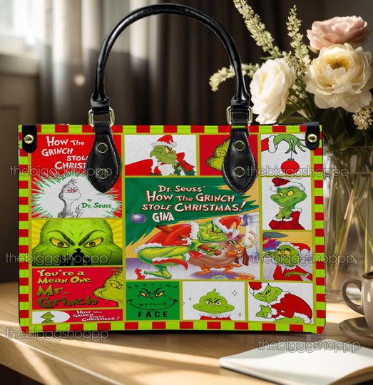 Discover Funny Character Christmas Leather Handbag