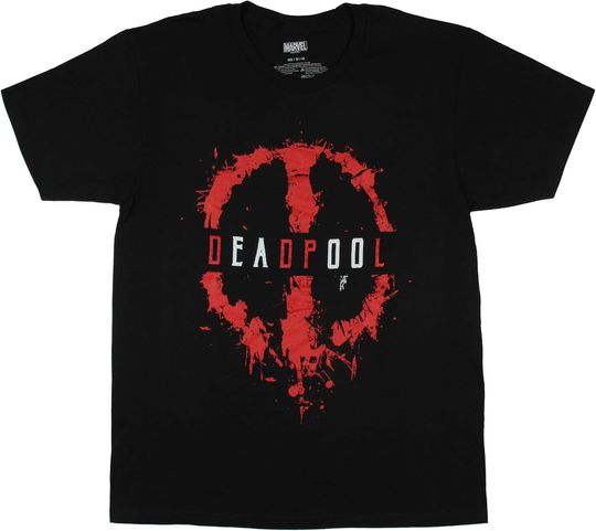 Marvel Comics Men's Deadpool Red Splatter Icon Logo Adult T-Shirt
