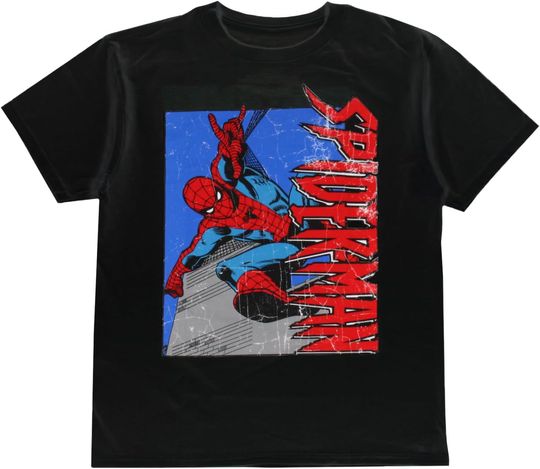 Discover Marvel Spiderman Men's Distressed Classic Retro Superhero T-Shirt