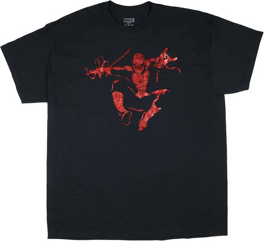 Discover Marvel Spider-Man Shirt Mens Foil Jumping Pose T-Shirt