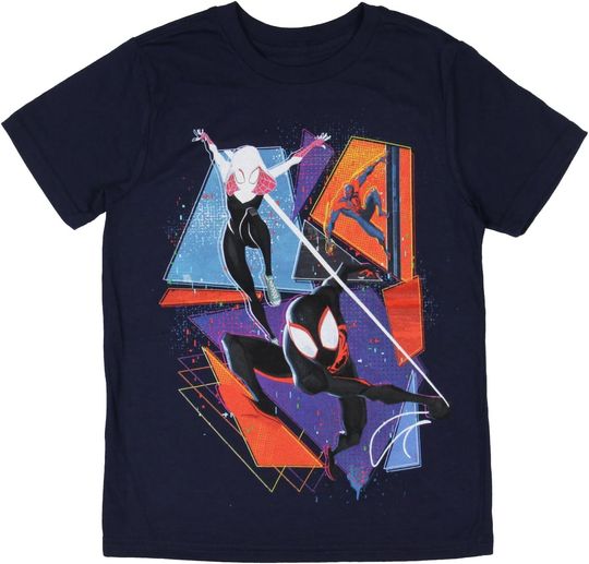 Discover Spider-Man: Across The Spider-Verse Big Boys' Miles Morales T-Shirt
