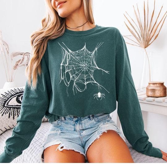 Discover Spider Web Shirt, Halloween Tshirt, Spooky Season, Spider Shirt, Halloween, Extended Sizes, Comfort Colors Spider Shirt, Tarantula T-Shirt