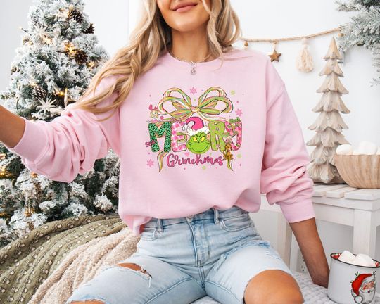 Merry Grin Sweatshirt: Unisex Christmas Hoodie, funny character Vibrant Graphic Print