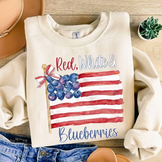 Red White and Blueberries Patriotic Graphic Tee