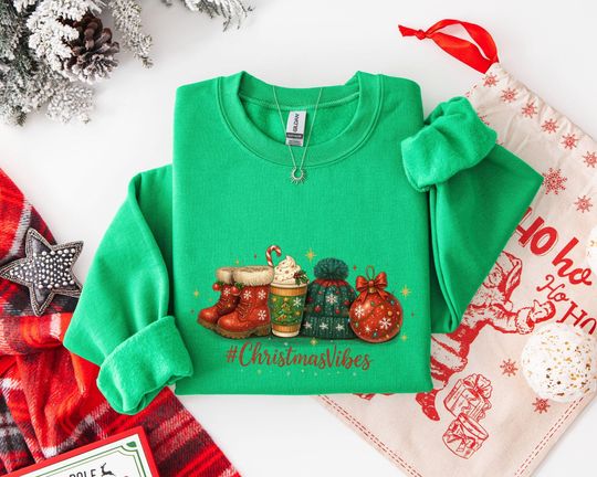 Discover Christmas Sweatshirt, Womens Christmas Sweatshirt, Christmas Sweatshirts for Women, Christmas Gift Women,Merry Christmas Vibes Sweatshirt
