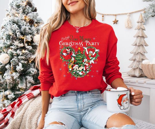 Discover Disney Christmas Tee, Mickeys Very Merry Christmas Party Shirt, Mickey & Friends Christmas Sweatshirt, Disneyland Xmas Family Holiday Shirt
