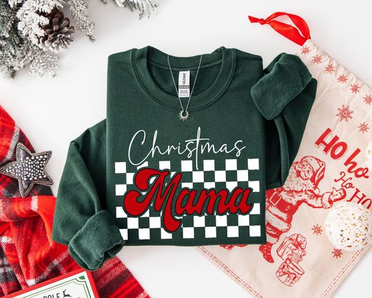 Discover Christmas Mama Sweatshirt, Christmas Mom Shirt, Merry Christmas Sweatshirt, Christmas Family Crewneck, Cute Winter Holiday Hoodie,Xmas Shirt