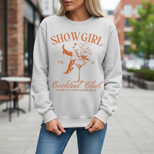 Discover Showgirl Cocktail Club Sweatshirt, Retro Bar Style Pullover