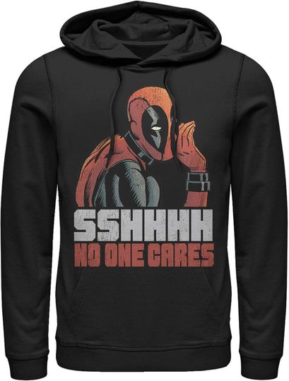 Discover Men's Marvel Deadpool No One Cares Pull Over Hoodie