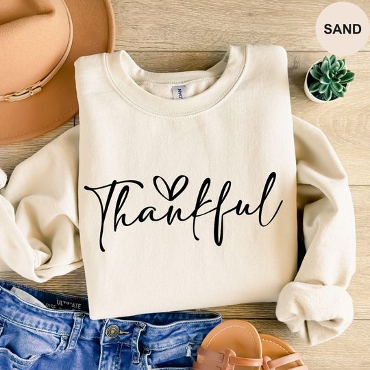 Discover Thankful Sweatshirt, Thankful Lover Sweater, Hello Thanksgiving Hoodie, Women Thankful Sweatshirt, Women Gift For Thanksgiving