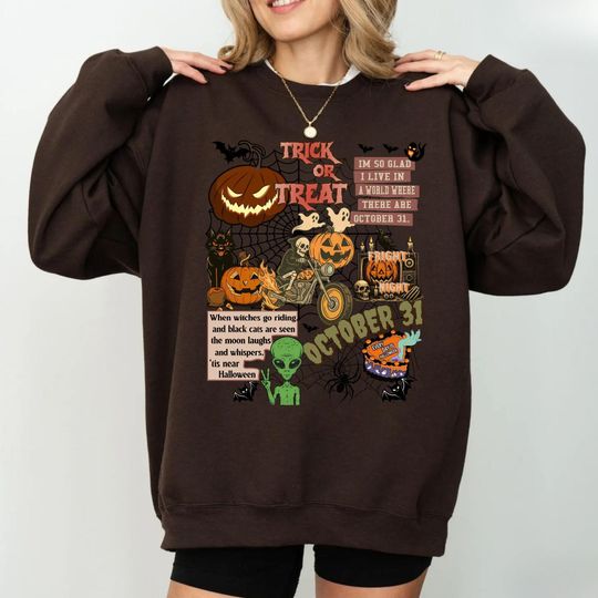 Halloween Collage Sweatshirt, Retro Halloween Shirt, Spooky Season Ghost Sweatshirt