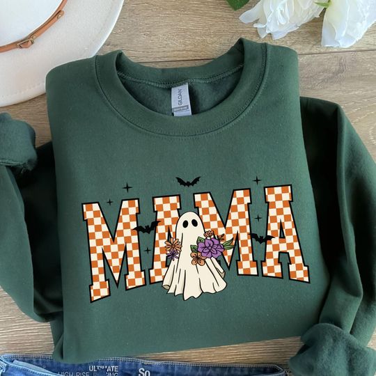 Discover Halloween Mama Sweatshirt, Ghost Mama Crewneck, Spooky Mama Shirt, Cute Floral Ghost Mom Top, Fall Womens Halloween Gift, Mama Sweater